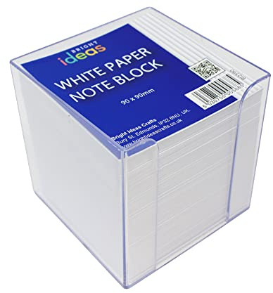 Bright Ideas Note Block Clear Box Sheet Size: 9cm x 9cm, Pack of 700 Sheets. 80gsm White. Ideal Memo Block and Note Block Refill. Small Writing Paper for Message Pad for School or Home Office. BI2390.