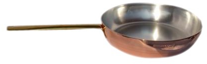 Pentole Agnelli ALCU11124 Handverzinnte glatte Kupferpfanne mit Messingrohrgriff, 24 cm