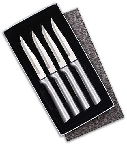 Rada Cutlery Four Serrated Steak Knives Gift Set (S4S), 4-Piece Knife Set, Stainless Steel Blades, Silver Handle