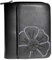 Branco Leder - sehr feine Leder Damen Geldbörse, Portemonnaie, Ladys Wallet mit aufgesticktem Blumen Motiv verfügbar - präsentiert von ZMOKA® (Schwarz)