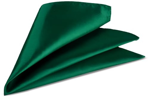 Trimming Shop Men's Pocket Square Plain Suit Handkerchief | 23cm x 23cm Satin Polyester Solid Colour Pocket Square For Weddings, Proms, Business Wear, Formal Events, & Celebrations