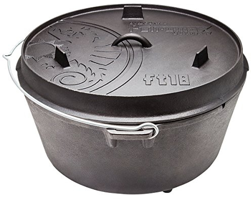 Feuertopf ft18 aus Gusseisen Deckel auch als Pfanne nutzbar mit Füßen • Dutch Oven Schmortopf Grill Topf Töpfe Bräter