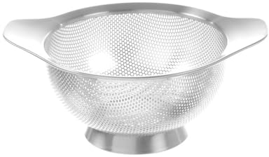 HENDI Passoire de cuisine, egouttoir, tamis pour la cuisine et le lavage des pâtes, des nouilles, des fruits, des légumes, des salades, rond, perforée, avec base et 2 poignées, ø180x(H)90 mm, Inox