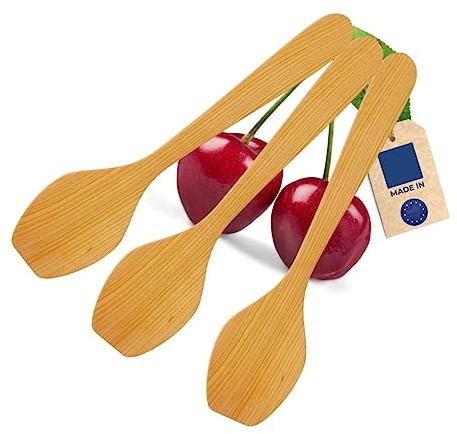 3x HOFMEISTER® Wok-Wender aus edlem Kirsch-Holz, 37 cm, antibakteriell, hitzebeständig & plastikfrei, Keine Kratzer in Pfannen, kein Plastik im Essen, 100% Naturprodukt, geschwungen