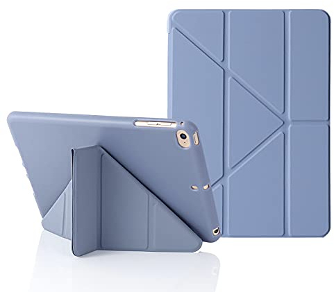 Hülle Origami für iPad mini 5. 4. 3. 2. 1. Generation, Schützhülle iPad mini 7,9 Zoll, 5-in-1 mehrere Betrachtungswinkel, Auto Schlaf/Wach, Glatt Silikonhülle weich Rückseite Stoßfest, Blau-Grau