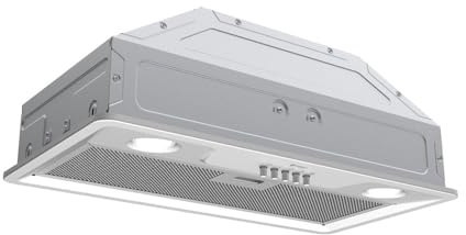 Wiggo Cooker Hood 60 cm I Chimney Hood for Wall Mounting for Exhaust or Recirculation Air Extractor 300 m³/h with LED Lighting I Built-in Cooker Including Grease Filter and 2 x Carbon Filters White