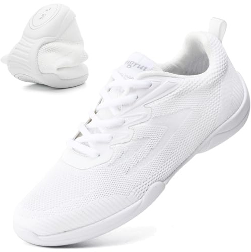 DADAWEN Adult & Youth White Cheerleading Dance Shoes Athletic Training Lightweight Competition Tennis Sneakers Cheer Shoes White US Size 6.5 M Big Kid