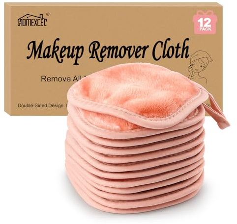 HOMEXCEL Abschminktuch aus Mikrofaser - Wiederverwendbar Waschbar Ultraweich Mikrofaser Gesichtsreinigungstuch für Alle Hauttypen- Make-Up Entferner Tuch Rosa(5 x 5inch 12 Stück)