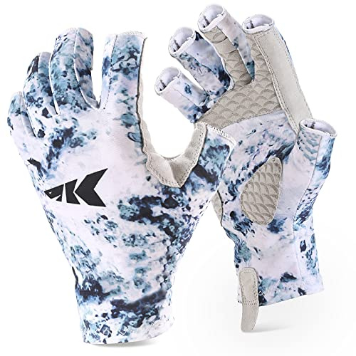 KastKing La Sal Fishing Gloves UPF50+ Sun Gloves UV Protection Fingerless Gloves Men Women for Outdoor, Kayaking, Rowing, Paddling, Canoeing, Hunting