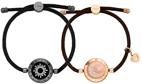 TOTWOO Bracciali Coppia, Bracciale Coppia Distanza Vibra, Regalo Anniversario per Lui/Lei, Bracciale Uomo e Donna Coppia, Sole e Luna
