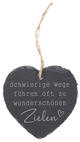 Spruchreif | Kleines Schieferherz mit Gravur | Schieferherz mit Spruch | Schiefertafel in Herzform mit Kordel zum Aufhängen | Wanddeko mit Sprüchen | Schiefer Türschild | Dekoherz | Lebensweisheiten