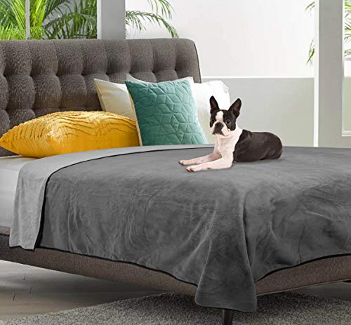 WESBRAD 100% Leak Proof, Waterproof, Totally Pee Proof, EZ-Wash, Durable, 3 Layer Blanket (60x50 Slate Grey/Cool Grey) Adults, Pets, Dogs, Cats, Cozy Soft