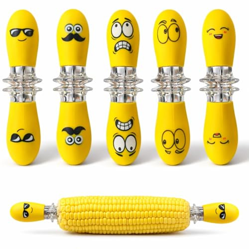 Fumiko's Unique Corn Holders for corn on the cob - 10 PCS/5 corn cob holders set, Fun Faces, interlocking corn holder set making your corn on the cob experience even more entertaining