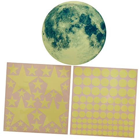 BESTonZON 1 Satz Leuchtender Mond-wandaufkleber Aufkleber Für Kinder Mond Wandaufkleber Monddecke Leuchten in Den Dunklen Sternen Deckensternaufkleber Kinderzimmer 3d Wandgemälde Pvc