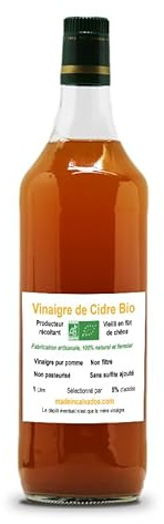Par Faim de Normandie Vinaigre de Cidre de pomme et normand, non pasteurisé, non filtré, avec sa Mère de Vinaigre. Bouteille de 1L
