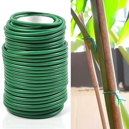 20 M X 3,5 Mm Fil de Fer Jardin, Fil de Plante Caoutchouté,Fil Jardinage Vert,Attache Plante,TorsadéEs En Fil de Fer RevêTues de Plastique,pour Fixer et Dresser Des Plantes Grimpantes
