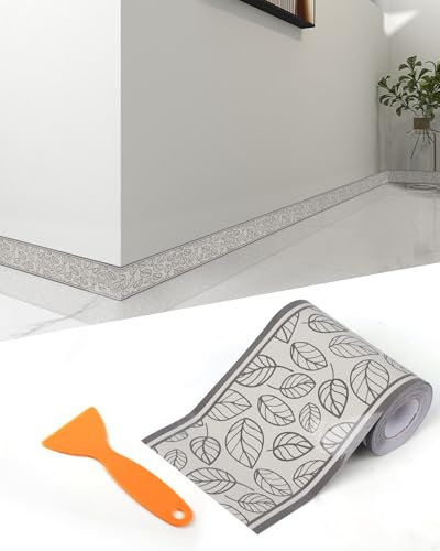 FBBULES PVC Bordüre Selbstklebend Tapetenbordüre Wandtatoo Natürlicher Stil für Küche Badezimmer Wandaufkleber für Decken Boden Wand Dekoration