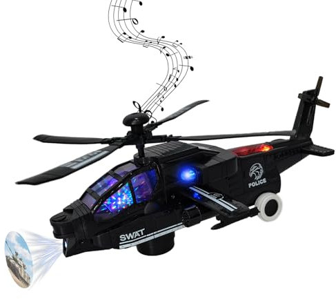AtomDream Tech Projection Helicopter Toy for Kids, Interactive Electric Aircraft with Lights, Music, and Rotating Obstacle Avoidance, Durable and Safe Design, for Boys and Girls Ages 3-12