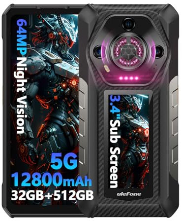 Ulefone Armor 30 Pro 5G Rugged Smartphone, 32GB+512GB, 12800mAh 66W, 6.95 120Hz, 3.4 Rear Screen, 64MP Night Vision, 118dB Speaker, Infinite Halo, Android 14, 3-Card Slot SIM Free Mobile Phones