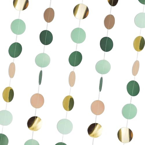 Runde Papier Girlande Waldgrüne Party Deko 3 Stück 4m Glitzer Kreis Banner Hängende Deko Für Geburtstage Karneval Hochzeiten Jubiläen