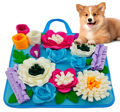 Tesitehi Snuffle Mat for Dogs Sniffing Feeding Mat for Small and Medium Breed Dogs and Cats Non-Slip/Portable/Durable Interactive Puzzle Pet Puppies Toys Encourages Natural Foraging Skills
