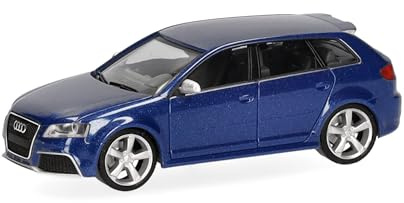 Herpa modellbil Audi RS3 Sportback, sepangblå pärleffekt, miniatyr i skala 1:87, samlarobjekt, tillverkad i Tyskland, plastmodell