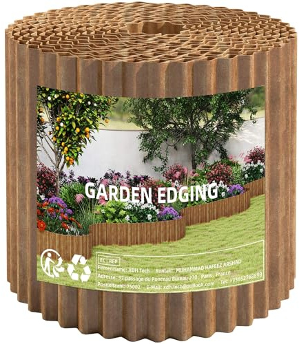 Jebosam Cortenstahl Rasenkante Metall-Beeteinfassung for Garten - 15 x 600cm Gewellte Beetumrandung zur DIY-Rasen, Blumenbeet und Landschaftsgestaltung (Echter Rost)