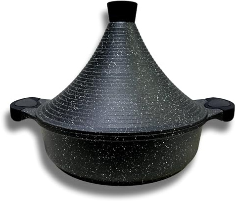 Cflagrant® Tajine Marocain Façon Pierre Induction avec Couvercle Revêtement sans PFOA (28cm)