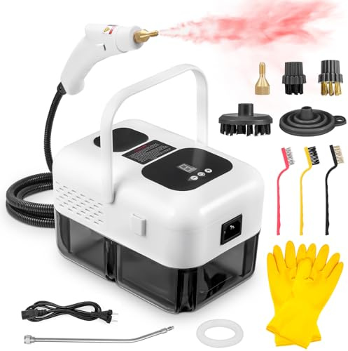Teodute 2200W Limpiador a Vapor Portátil, con 12 Accesorios, 1,4L Depósito Agua Grande Steam Cleaner, Limpiador de Vapor cocina Baño Patio Azulejos Juntas Suelos y Limpieza Coches (Azul)