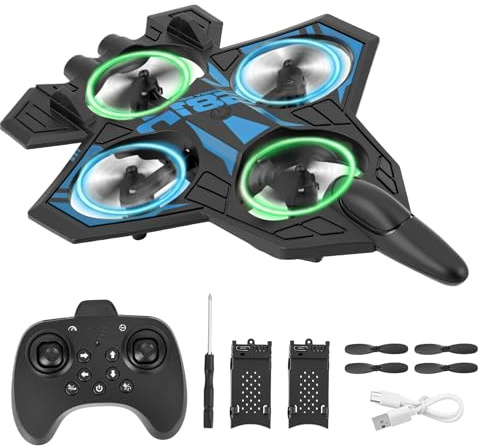 Niktulo Avión Teledirigido, 2.4 GHz Aviones de Radiocontrol con Baterías y Estabilizador de Giroscopio de 4 Ejes, Avión RC Juguete con Luz LED para Principiantes Niños Adultos(Azul)