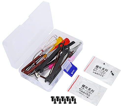 LUCKDANO M343d Overlock Sewing Machine Tool Kit – 13-Piece Set with Straight/Curved Tweezers, Screwdrivers, Wrenches & Scissors, Portable Storage Box