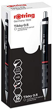 rOtring Tikky-Druckbleistift | HB 0,5 mm | schwarzer Schaft | 12er-Box