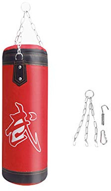 Sac de Frappe, Sac de Boxe Sac de Frappe sans Sables Rempli Lourd Equipement d'Entraînement de MMA Muay Thai Kickboxing Arts Martiaux(60CM-Rouge)