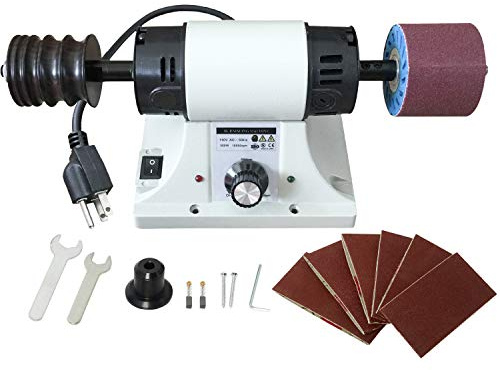 YaeKoo Leather Polisher Sander 350W 0-8000RPM Leather Burnishing Machine 110V Edge Grinding Machine with 6 Sanding Sleeves