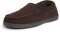Dearfoams Men's Keaton Memory Foam Moccasin with Wide Widths Slipper, Coffee, Medium UK