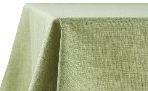 Decomira Mantel de Mesa Rectangular Aspecto Lino - Repelente al Agua, Antimanchas, Lavable - como Mantel de Jardín o para Mesa de Comedor - Verde - 130x180 cm