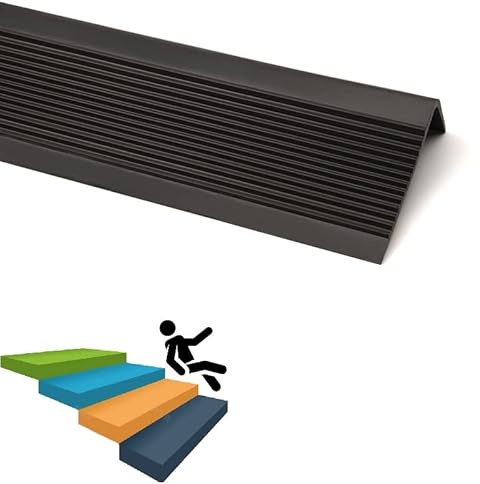 LeongLzt 72 Inch Stair Nosing，Shaped Stair Edge Protector Vinyl Stair Edging Self-Adhesive Rubber Stair Nosing Stair Nose Molding, Non-Slip Stair Tread Stair Trim for Indoor & Outdoor Stair Use