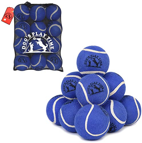 SPIN FIRST Hundbollar, hundtennisbollar, 12-pack 6-pack gul hundleksak, stark hund- och valptennisboll (paket med 12, blå)