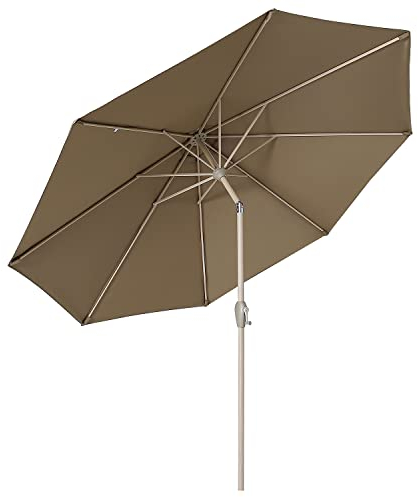 Sekey® 300 cm Sonnenschirm Marktschirm Gartenschirm Terrassenschirm Rund UV50+ (HolzMetall, Braun)