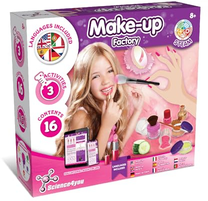 Science4you Set de Maquillaje para Niñas - Juego con Kit de Maquillaje Infantil para Hacer Pintalabios, Sombras de Ojos, Colorete y mucho más, Lavable y Seguro, Regalo, Juguete para Niñas 8+ años