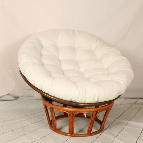 Bettschlange Coussin pour Fauteuil Suspendu Papasan de Lecture, Rond, Blanc, 110 x 110 cm (Chaises Non Incluses)