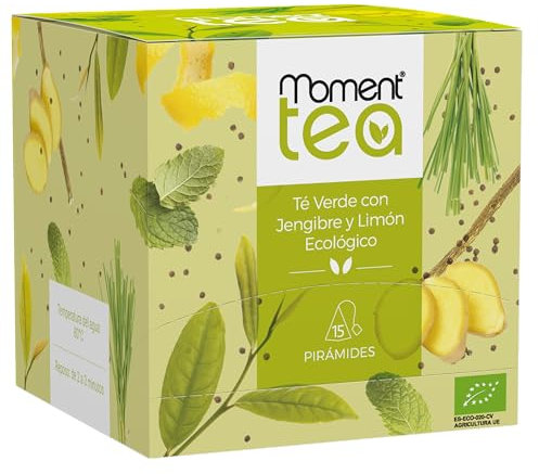 Moment Tea- Té Verde Jengibre y Limón Ecológico estuche de 15 pirámides de 2g