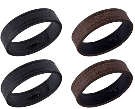 ANNEFIT Soporte para Correa de Reloj, 4pcs Retenedor de Correa de Reloj de Cuero para Correas 20mm (Negro+Marrón Oscuro)