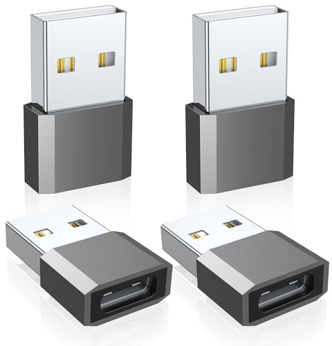 QianLink USB C to USB Male Adapter 4 Pack, Type C Charging Cord Connect USB A Charger for iPhone 17 16 15 14 13 12 11 Pro Max, iPad Air 4 Mini 6, Samsung Galaxy S25 S24 S23 S22 S21 S20 Ultra, Pixel 9
