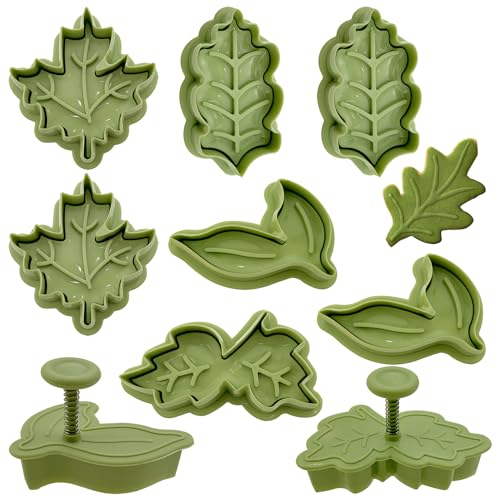8 PCS Leaf Shape Cookie Cutters,Cake Decorations Mould Fondant Icing Mould,Autumn Leaves Maple Leaves Shapes Cookie Cutters Cake Decorations Mould Set Cookie Stamps for Christmas Spring Autumn