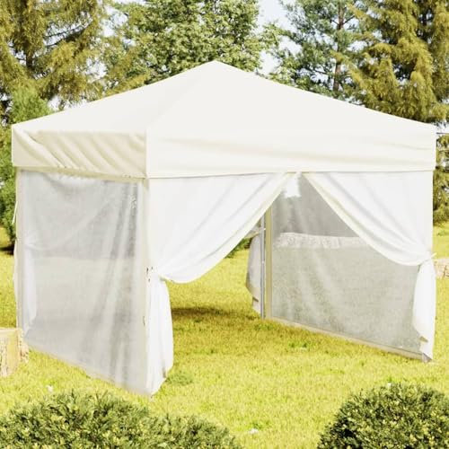 Juroupi Carpa para Fiestas Plegable con Paredes Laterales Crema 3x3 m Cenador Fiesta Cenador Techo Carpa Camping