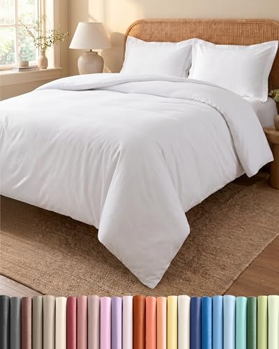 Housse de Couette 220x240 cm avec 2 Taies d'Oreiller 65x65 - Blanc - Parure de Lit 3 Pièces pour Lit Adulte 140x190 ou 160x200 - Microfibre Brossée Douce, Fermeture Éclair - Certifiée OEKO-TEX