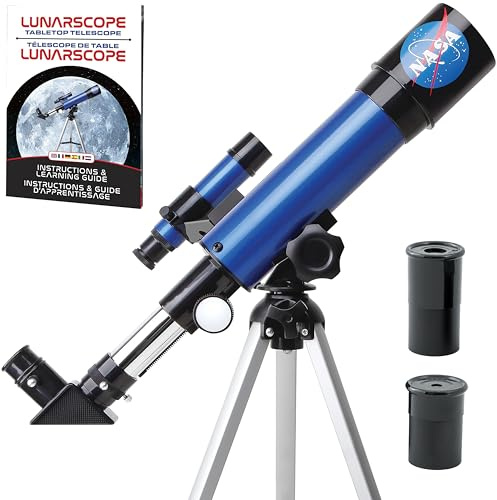 Télescope Lunaire NASA pour Enfants – Grossissement 90x, avec Deux Oculaires, Trépied de Table et Chercheur, Télescope Lune pour Débutants, Jouets de l’Espace, Cadeaux NASA