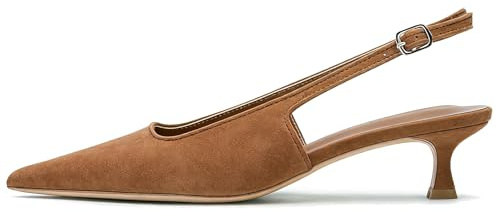 KysBloes Pointed Toe Slingback Kitten Heels for Women Low Heel Pointed Toe Pumps Formal Dress Shoes Sling Back Heels(Apricot,US Size 8)