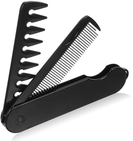 Zeckenkamm, Klappkamm 2-in-1 faltbarer Kamm mit breiten und feinen Zähnen, 13.5cm Länge - PP & Acryl Material 180° Scharnier für Kopfmassage und Bartstyling - Reisefreundlich für Damen & Herren